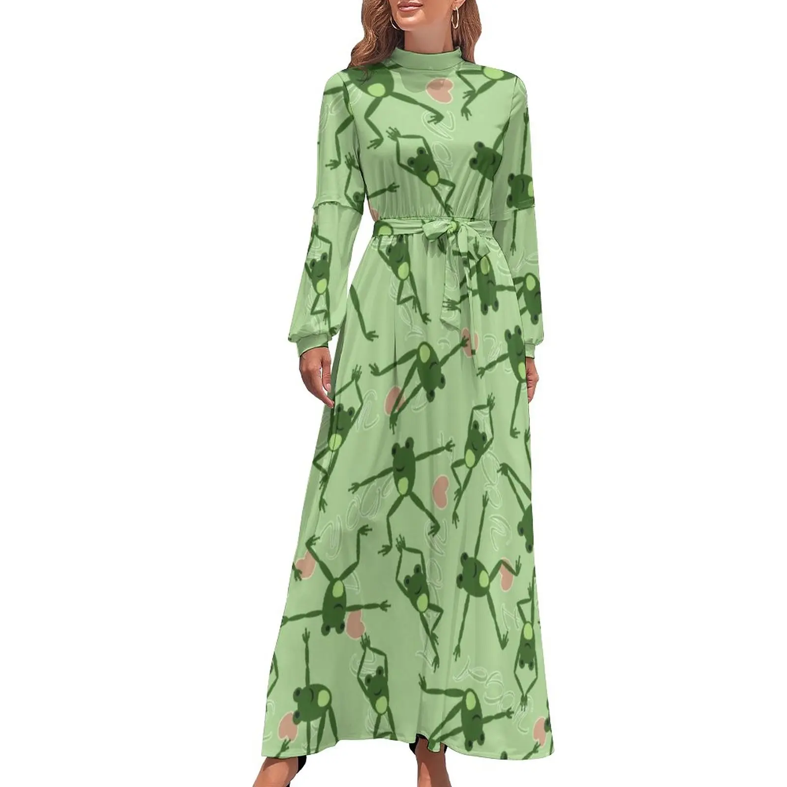 

Frog Dress Long Sleeve Animal Elastic Dresses Female Patterns Business Sale One-Piece Dress