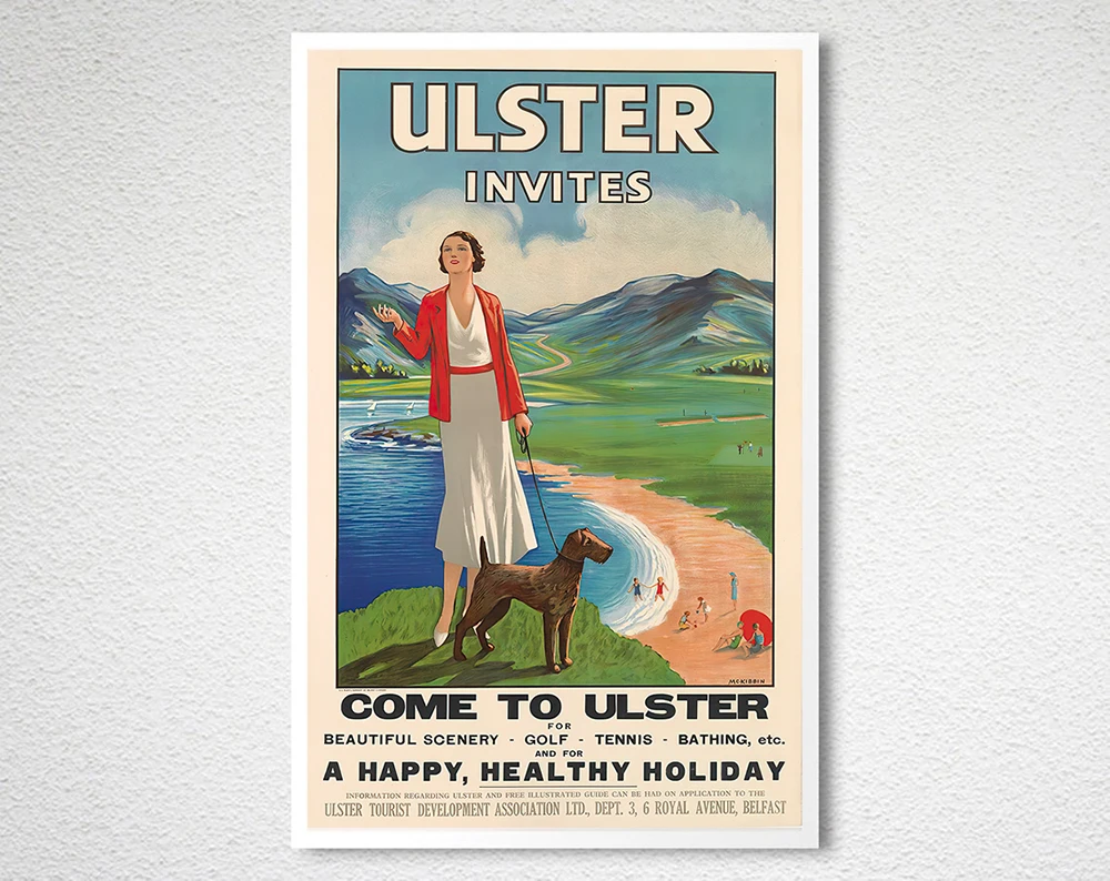 Ulster Invites, Come to Ulster, Ireland Vintage Travel Poster - Poster Print or Canvas Print / Gift Idea / Wall Decor