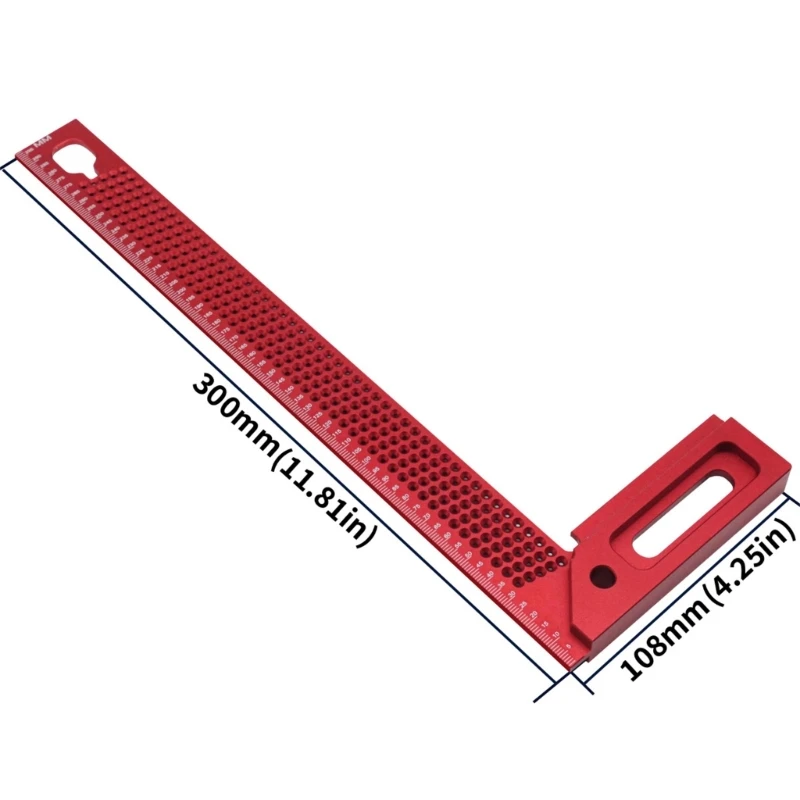 PrecisionsWoodworking Measurement Aluminum Alloy Ruler Hole Positioning Gauge Ruler Metric Marking Carpentry Tool