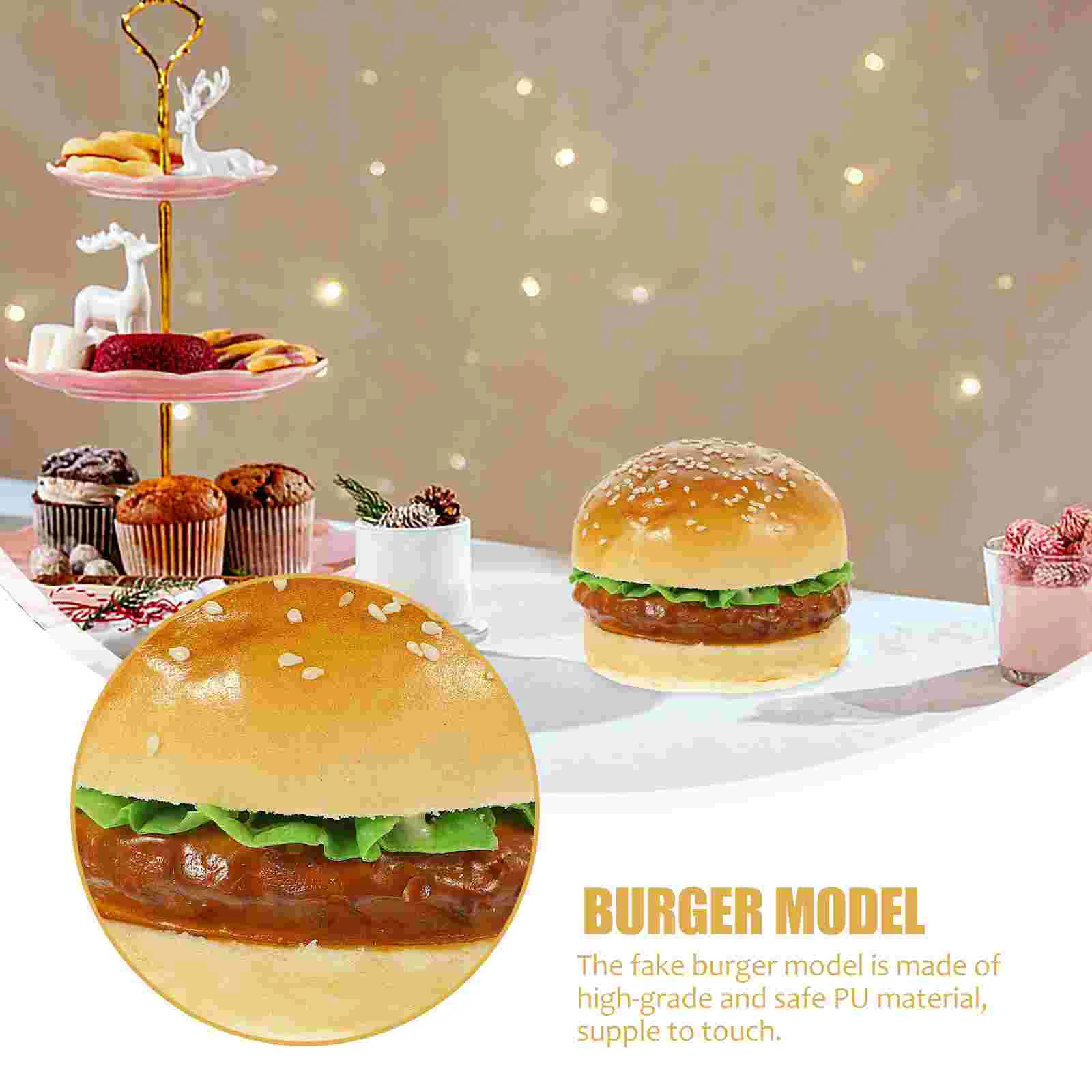 Modelo de hamburguesa simulada, decoración de comida falsa, tienda de adornos de escritorio, accesorio de fotografía Artificial