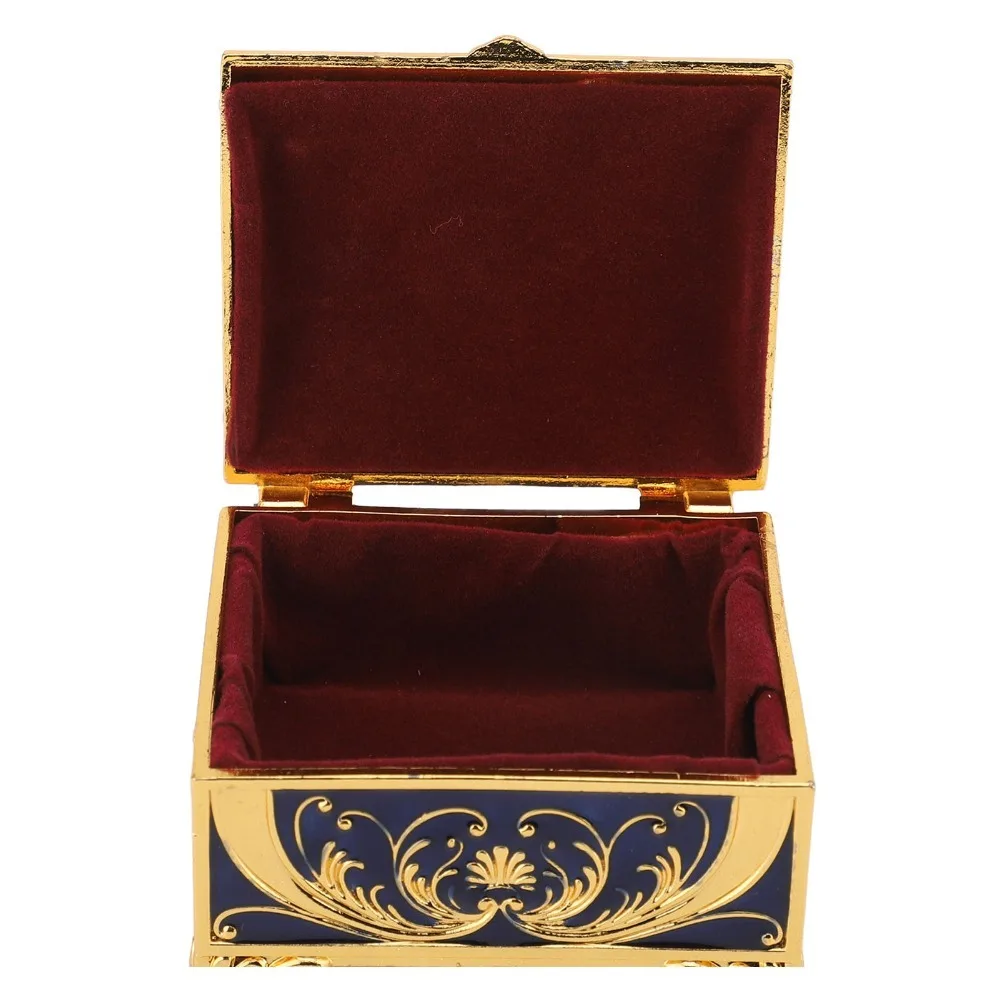 Rectangular Metal Jewelry Box Sparkling Rhinestones Enameled Decorative Jewelry Organizer Box Velvet Lining Zinc Alloy
