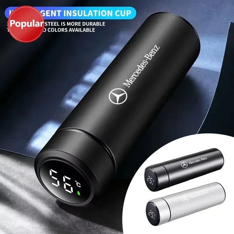 

# 500 мл портативный автомобильный умный термос, чашка с дисплеем температуры для Mercedes Benz W211 W204 W210 W203 CLA GLA, автоаксессуары