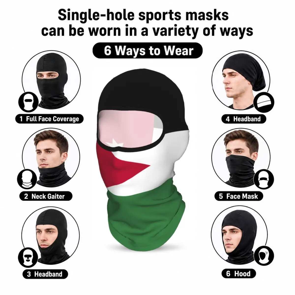 Jordan Flag Outdoor Cool Sunscreen Motorcycle Face Mask Moto Biker Wind Cap Mask Stopper Windproof Bicycle Cycling Headgear - view 4