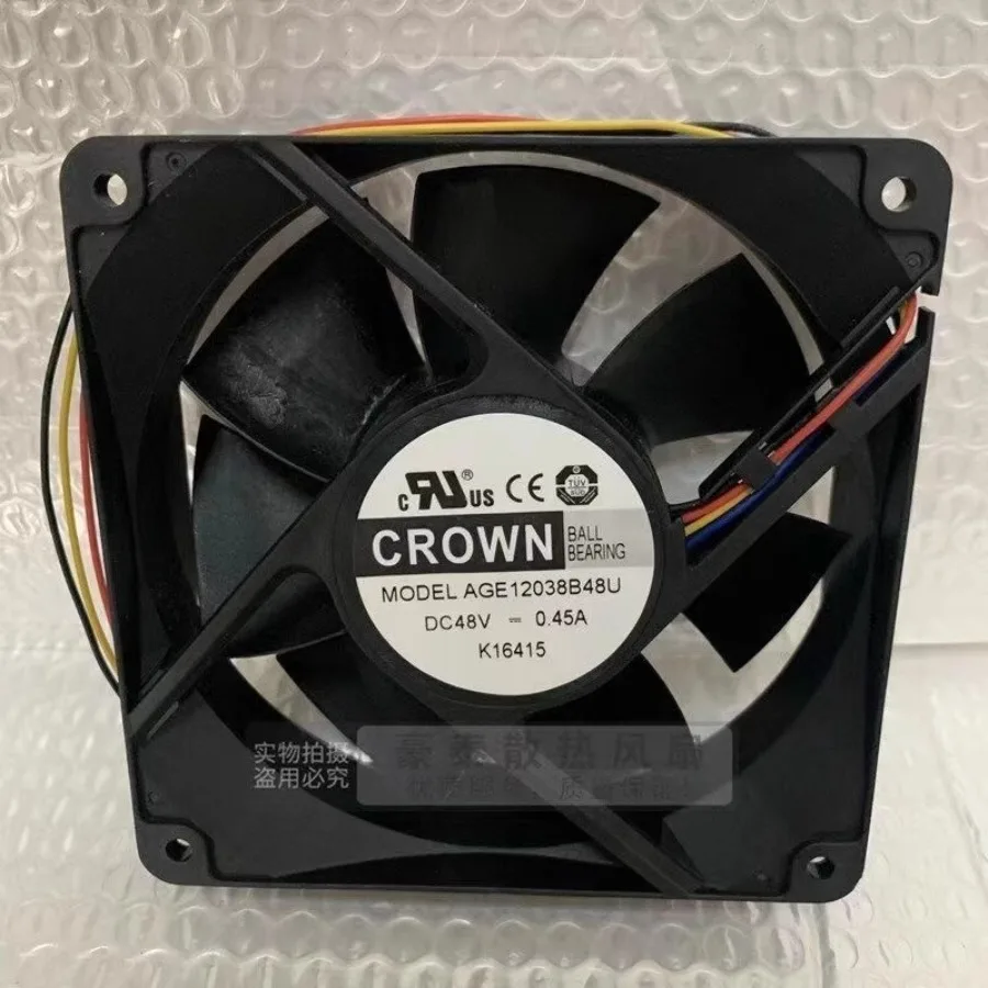 For CROWN AGE12038B48U 12038 DC48V 0.45A 12CM 4-Wire PWM Cooling Fan
