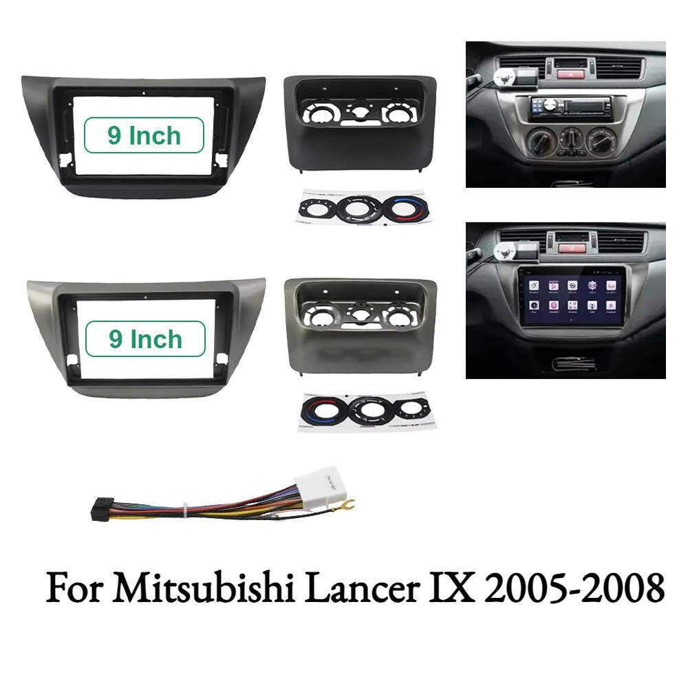 

9-дюймовая панель для автомагнитолы Mitsubishi Lancer IX 2005-2008, рамка для Android MP5 стерео 2 DIN головного устройства, комплект для установки в приборную панель