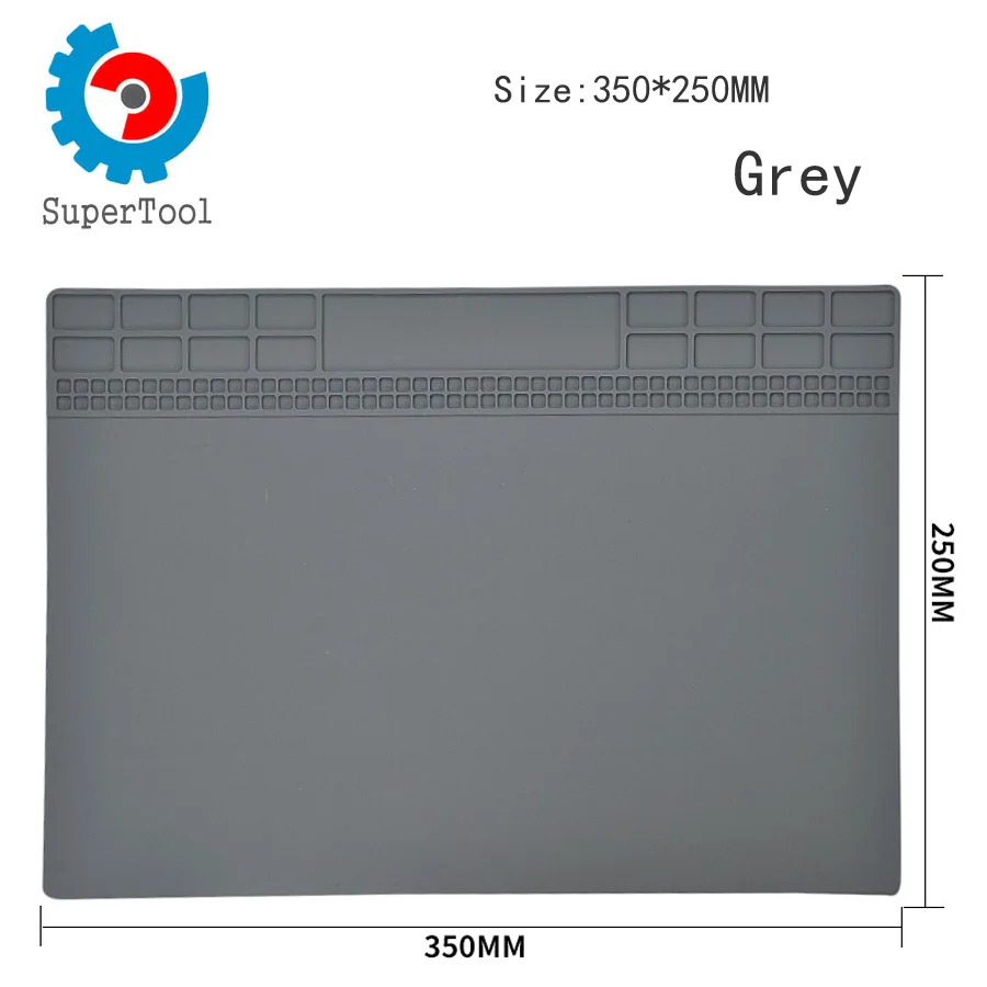 Grey 35X25cm Repair Pad Insulation Heat-Resistant Solder Station Silicon Soldering Mat Work Pad Desk for BGA Soldering Station