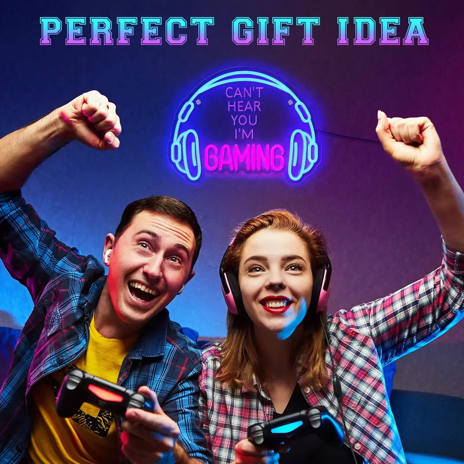 Imagem -06 - Gaming Headconjunto Neon Sign Grande Brilhante Dimmable Led Game Headphone Luz Usb Powered Lightup Gamer Zone Wall Art Decor