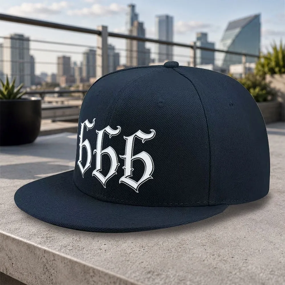 1pc Gothic 666 Hip-Hop Cap with Duckbill Brim - Adjustable Unisex Flat Brim Hat Suitable for Outdoor