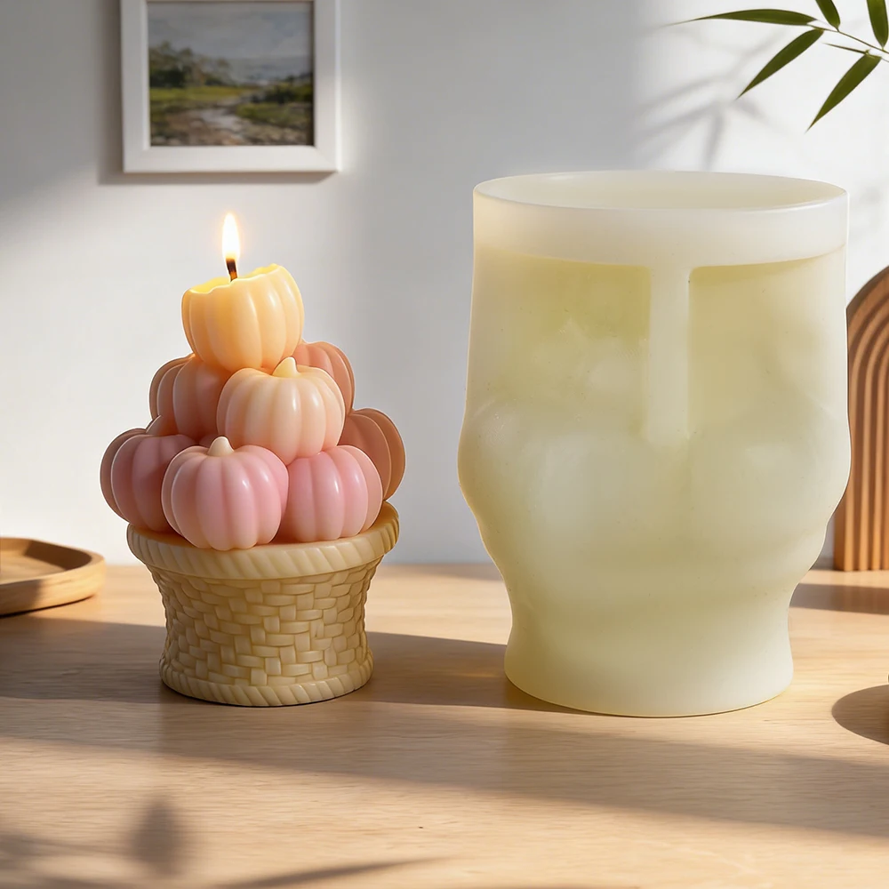 

DIY Pumpkin Apple Basket Silicone Mold Aroma Candle Plaster Ornament Mould Handmade Soap Candle Making Supplies