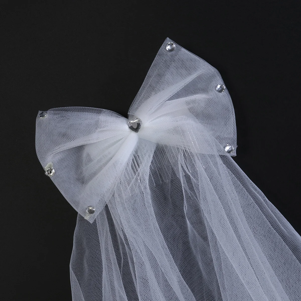 

Flower Veil Two Layer White Lace Wedding Hair Wreath with Beaded Accents for Bridal Party Festival Communion Ivory Chiffon