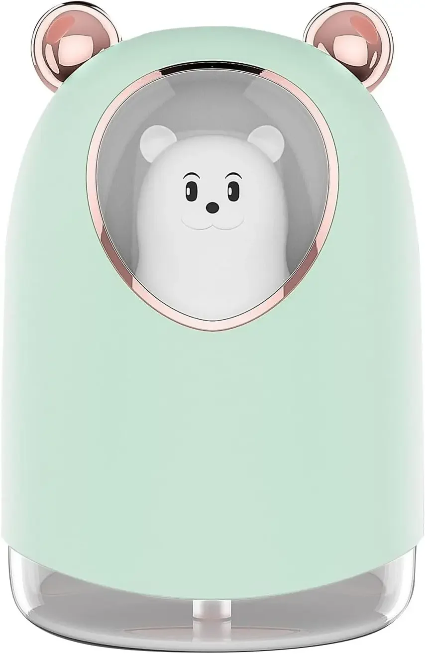 USB Humidifier Adjustable Mist Mode 300ml Water Tank Lasts Up to 10 Hours 7 Color LED Lights Changing Waterless Auto Shut-off