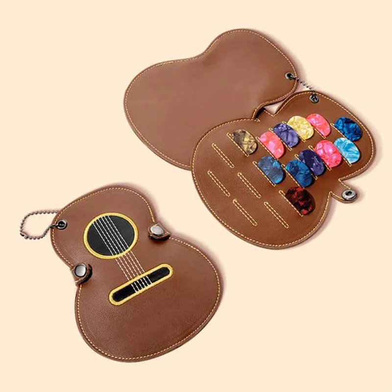 

Hot Sale Large Capacity Leather Embroidery Guitar Pick Storage Bag