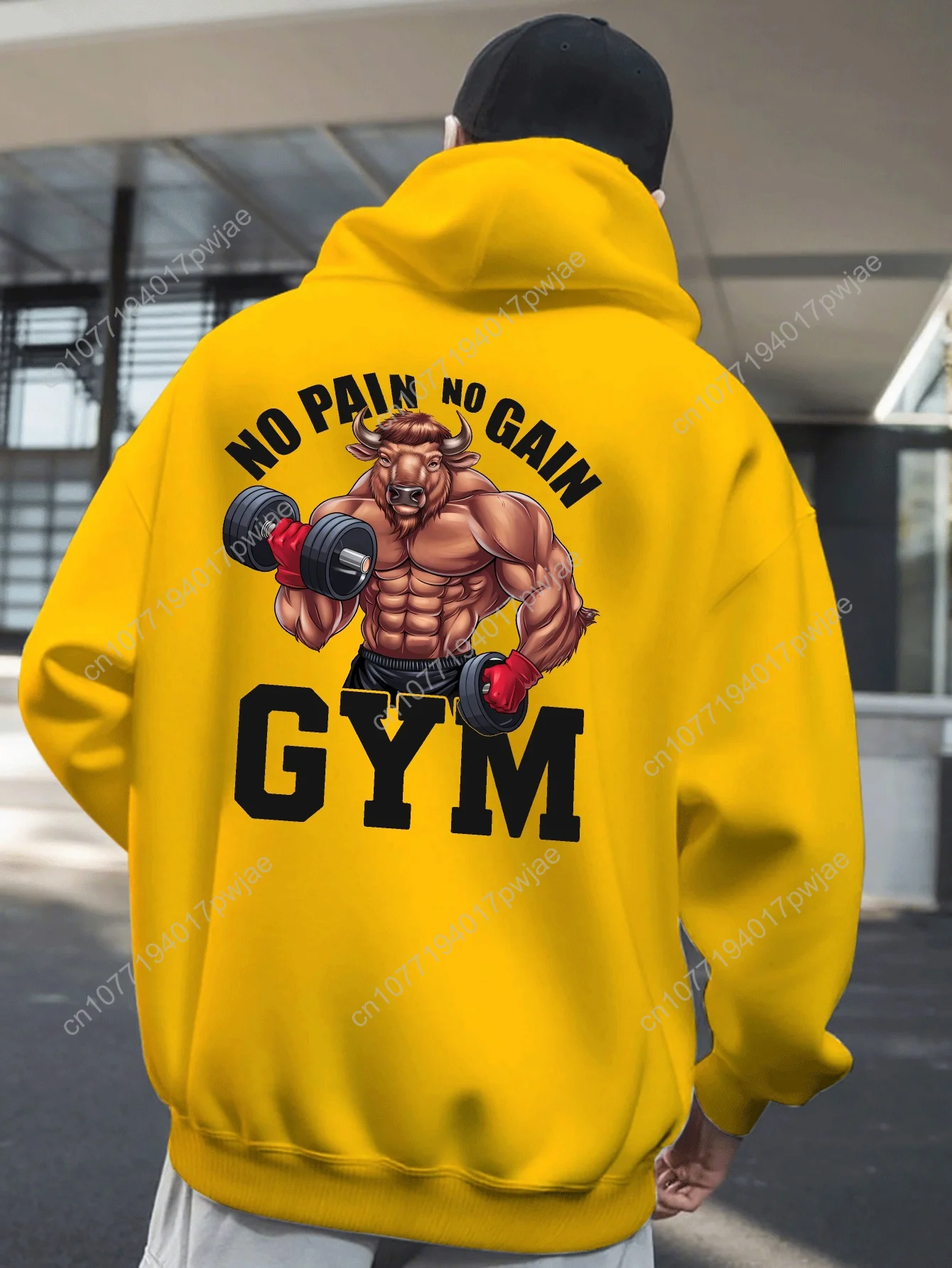 Sweat à capuche pour hommes, sans douleur, sans GAIN GYM, nouveau style de rue cool, imprimé sur le dos, hauts de style gratuit pour automne et hiver, caillot