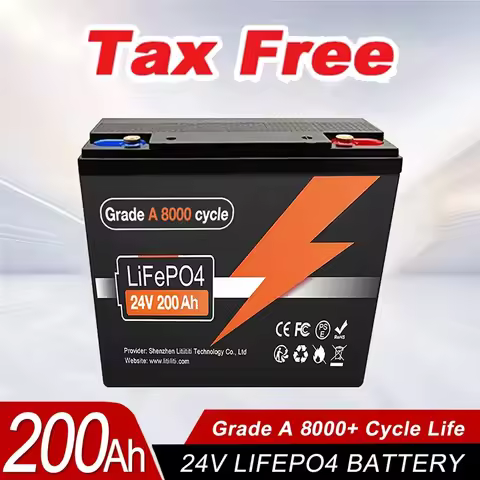 NEW 24V 200Ah LiFePO4 Battery, Built-in 200A Protection BMS, Great for RV/Camper, Trolling Motors, Solar Off-Grid, Marine/Boat