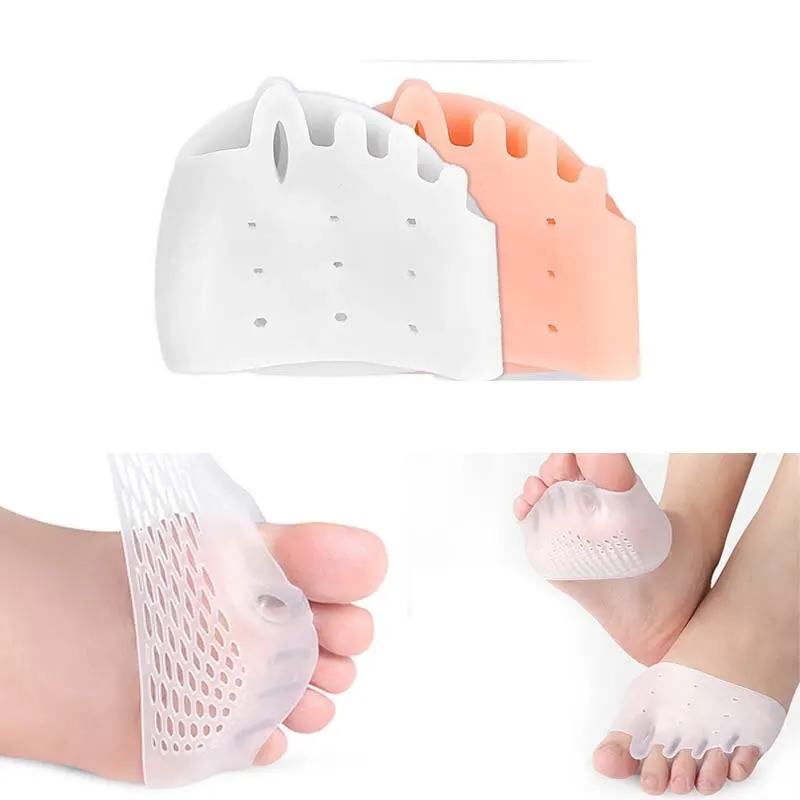 2 uds almohadillas de silicona para el antepié plantillas de Gel almohadillas separador de dedos almohadilla alivio del dolor plantillas dedo del pie Corrector Valgus almohadillas de Gel