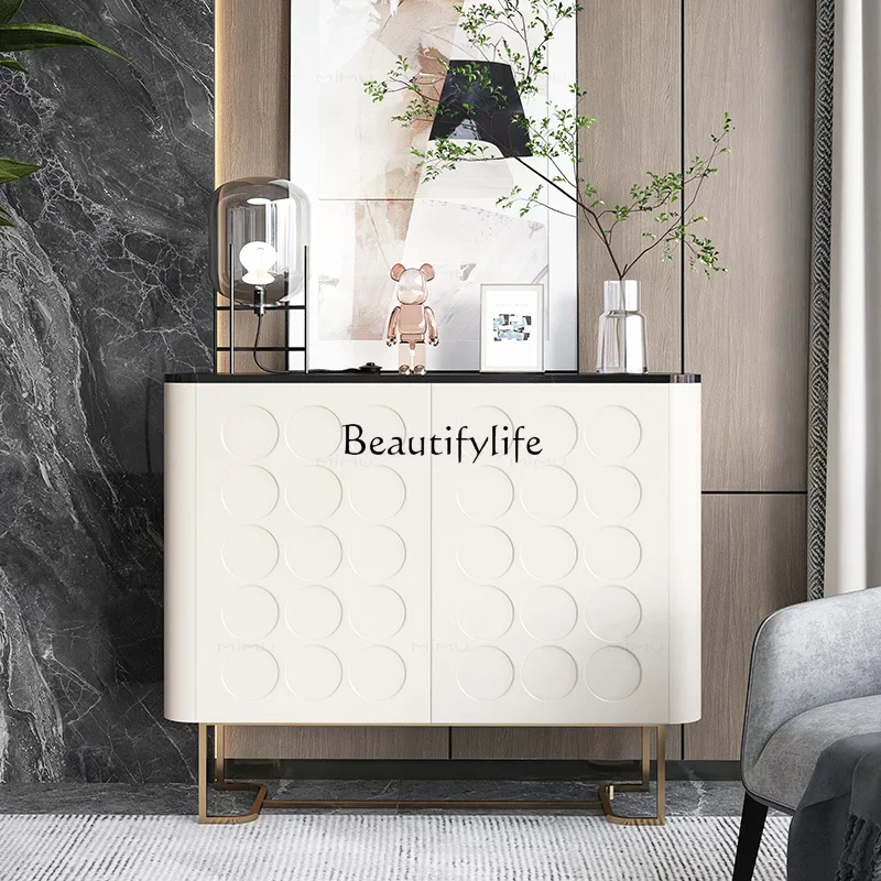 Light luxury multi-layer shoe cabinet household door entrance integrated modern simple rock slab solid wood edge cabinet