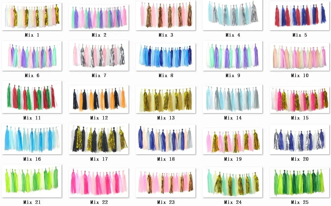 10 Pieces Multicolor DIY Tissue Paper Tassel Garland Sets Baby Shower Anniversary Birthday Party Wedding Decoration Crafts