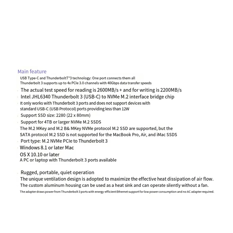 Usb tipo-c thunderbolt 3 para m.2 nvme ssd gabinete de disco rígido 40gbps suporta chave m.2 m e m.2 b & mkey nvme