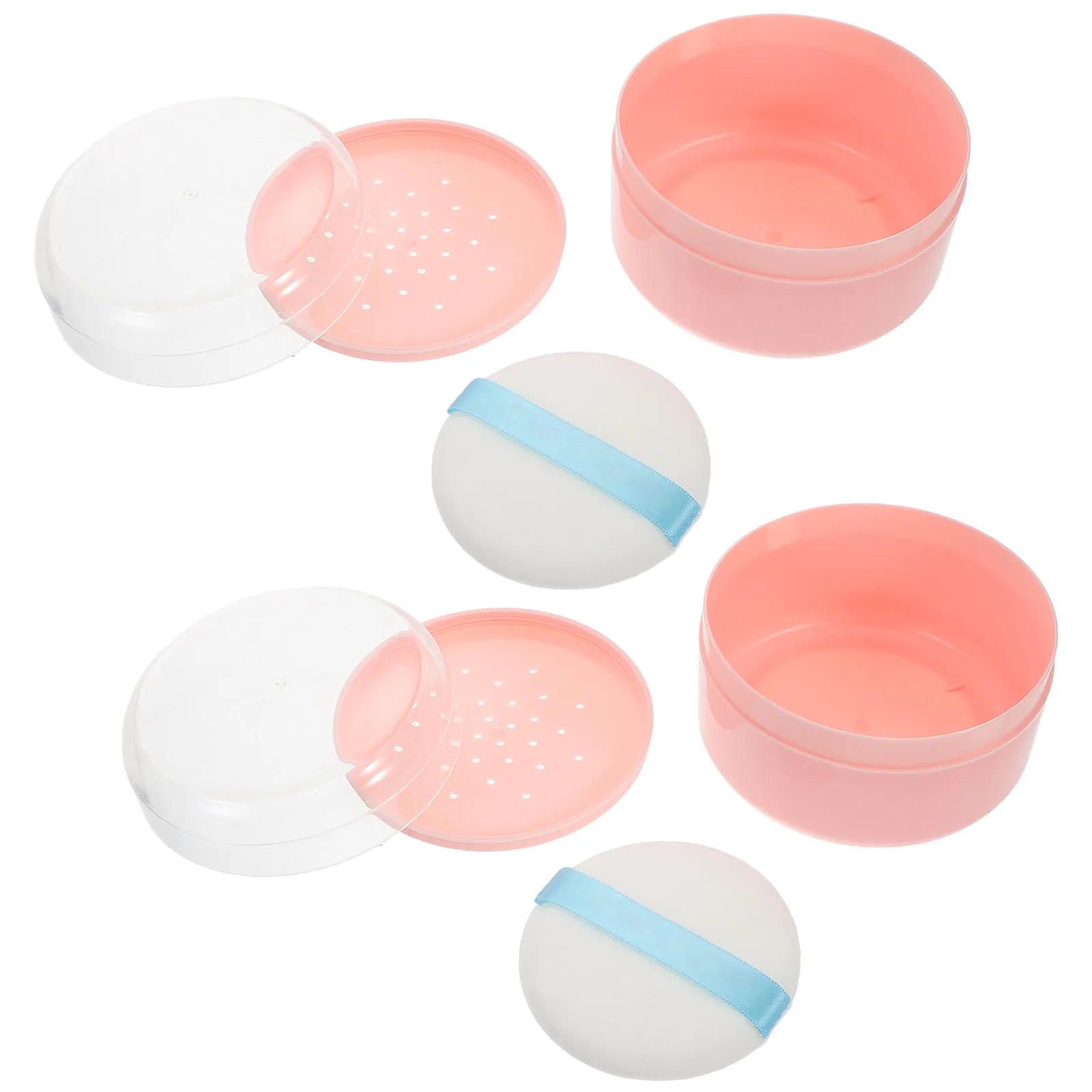 2Pcs Baby Powder Puff Holder Portable Travel Body Powder Puff Storage Box Compact Bear Shape Dispenser