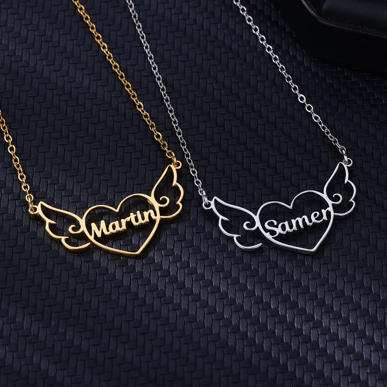 Custom Angel Wings Heart Name Necklaces For Women Stainless Steel Customized Pendant Necklace Personalized Neck Chain Jewelry view 3