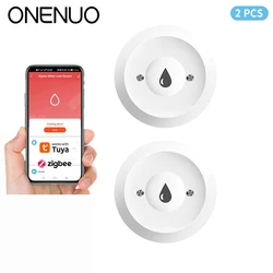Tuya ZigBee-Sensor de agua, Detector de fugas, alarma de fuga de agua, Control de vida inteligente, funciona con puerta de enlace Zigbee