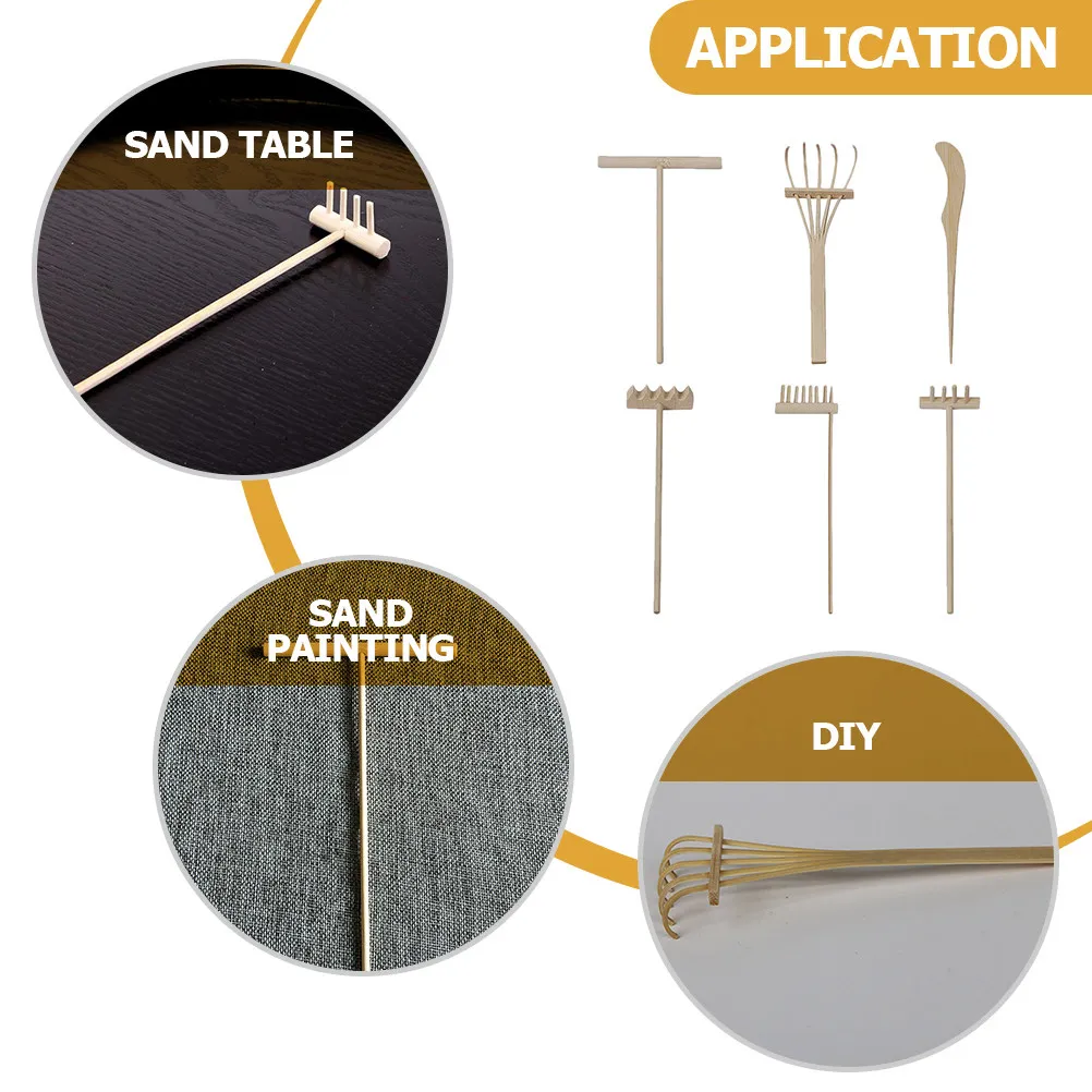 1Set Bamboo Rakes Mini Sand Table Zen Garden Creative Sand Smoothing Tools Desktop Landscape Decoration