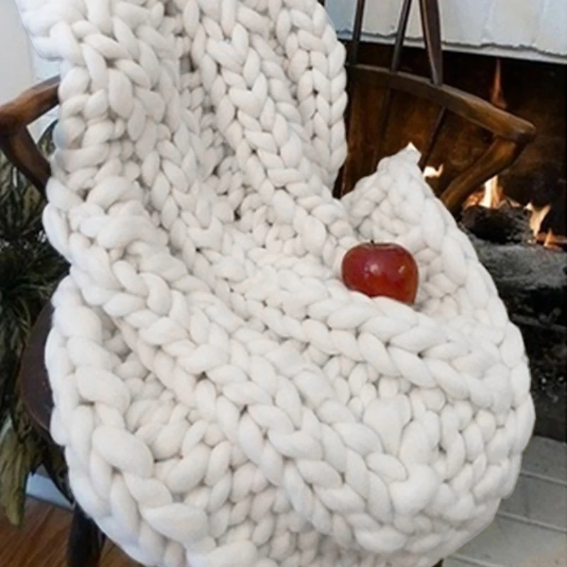 80X100cm New Warm Handmade Chunky Knit Blanket Thick Home Bed Decor