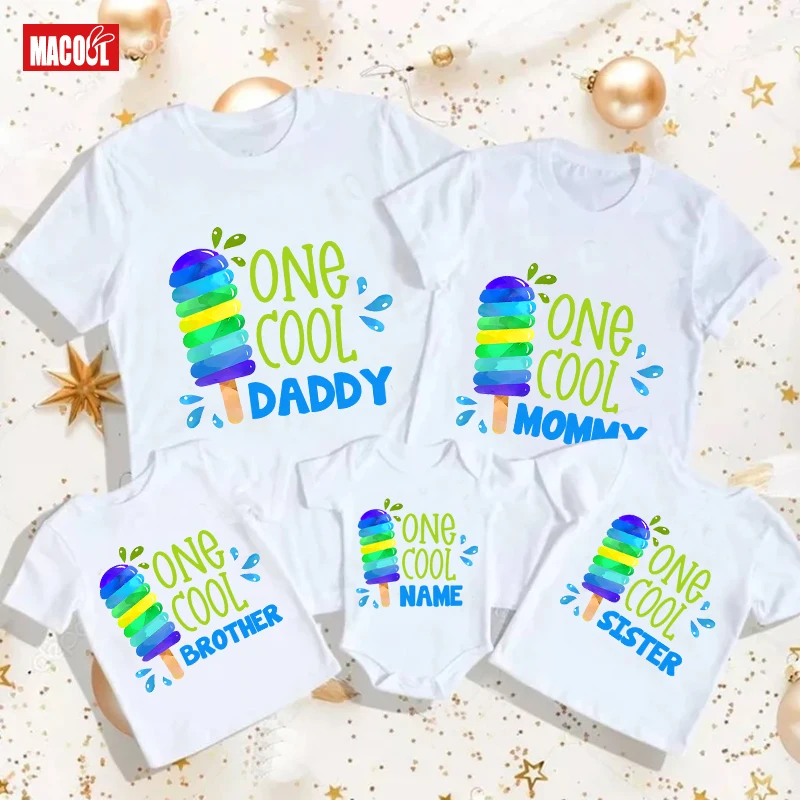 

Ice Cream Shirt Birthday Boy Shirt for Kids Family Matching Outfits Party Custom Name Girl Toddler Baby Familia Shirts Summer