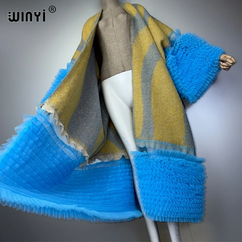 WINYI Women's Winter Tassel Cardigan Classic Long Coat Muslim Robe Abaya Luxury Middle East Kimono Dress Female Fashion