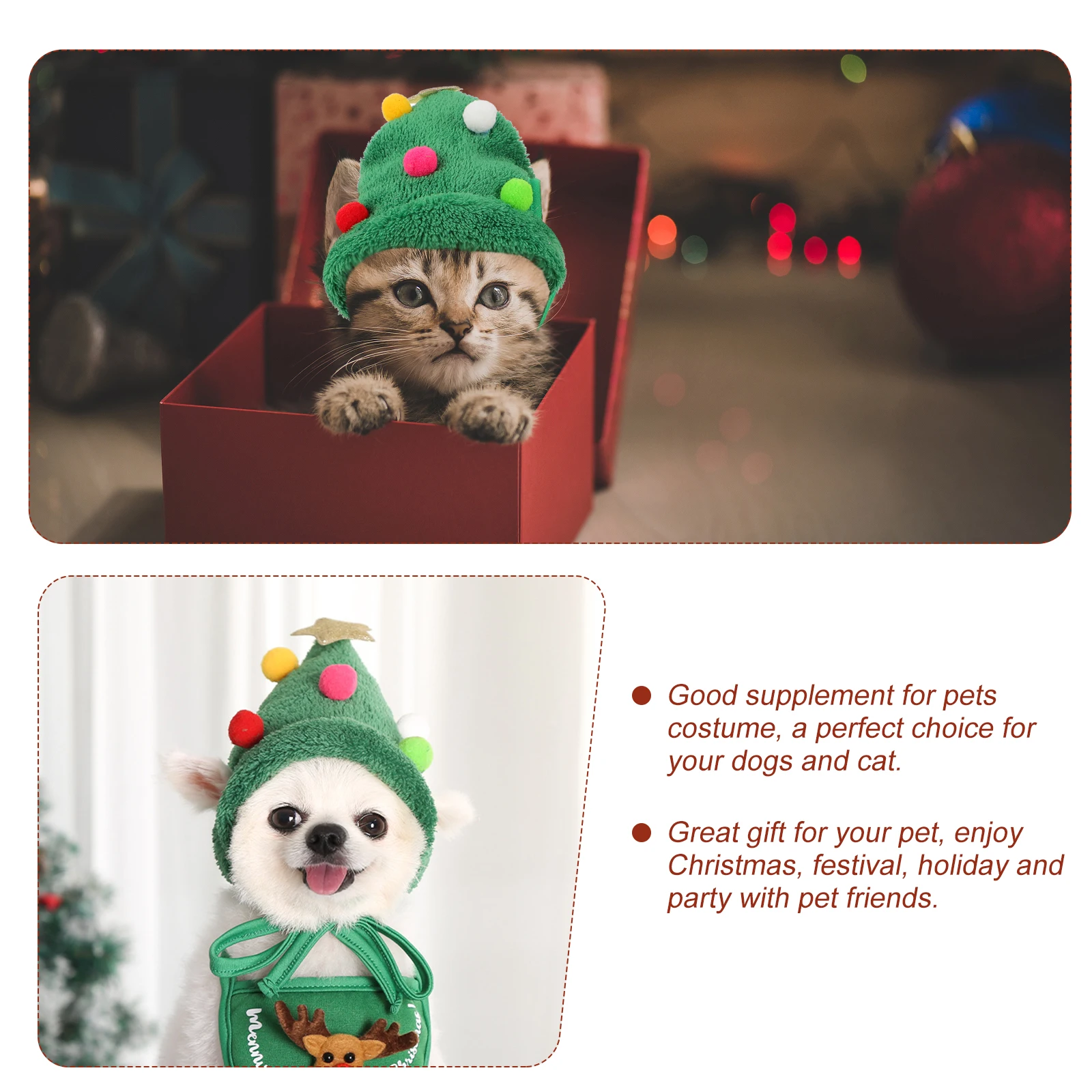 

Christmas Pet Hat Dog Santa Cat Costume Puppy Headdress Red Accessories Lightweight Comfortable High Quality Material for Pets