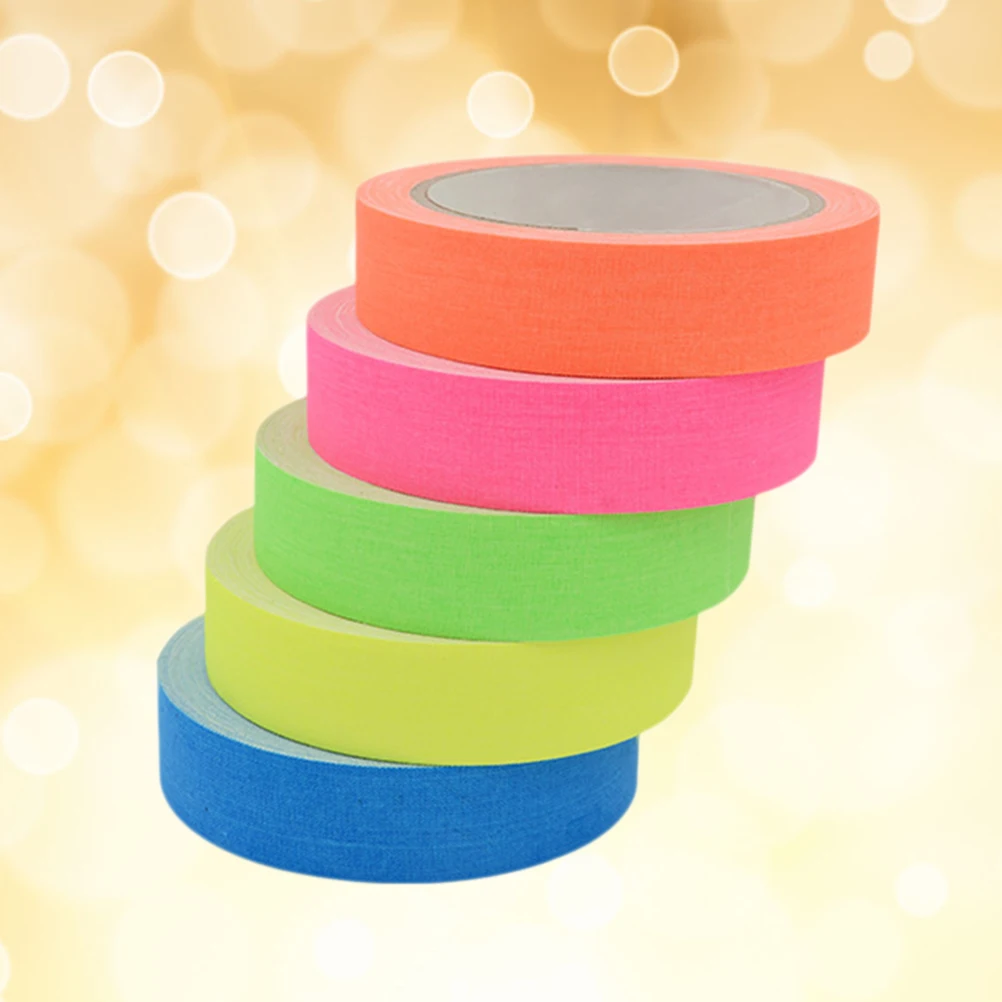 

5 Pcs Fluorescent Tape Blacklight Glow in The Dark Reflective High Temperature Resistance Colored Masking Accessories