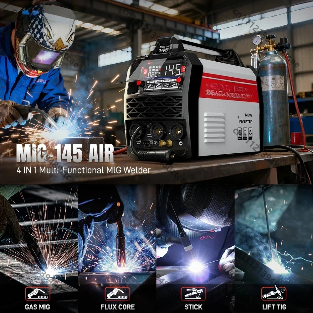 145A Multi Function Synergy Inverter Welder MIG MAG MMA Lift TIG Gas Gasless IGBT Welding Machine