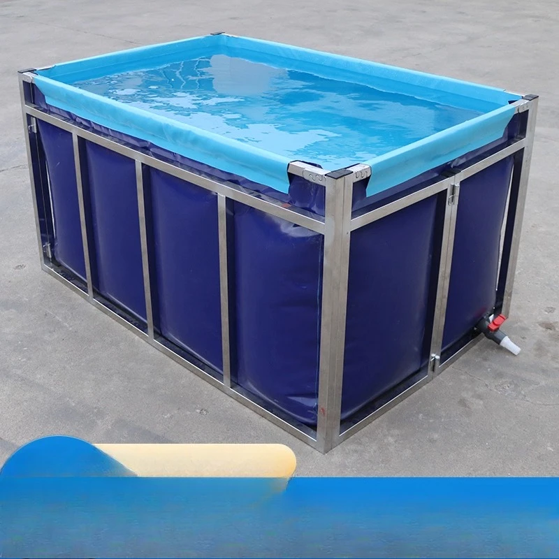 Canvas fish pond with stainless steel bracket thickened koi temporary pond fish pond tarpaulin fish