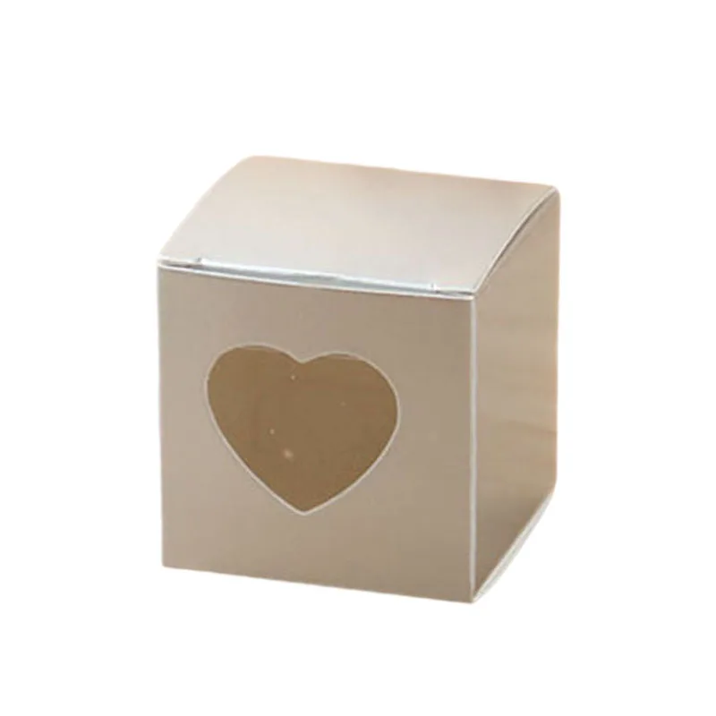 25/50Pcs Kraft Paper Candy Box PVC Transparent Heart Window Favor Gift Box Cute Packaging Bag Birthday Wedding Party Decoration