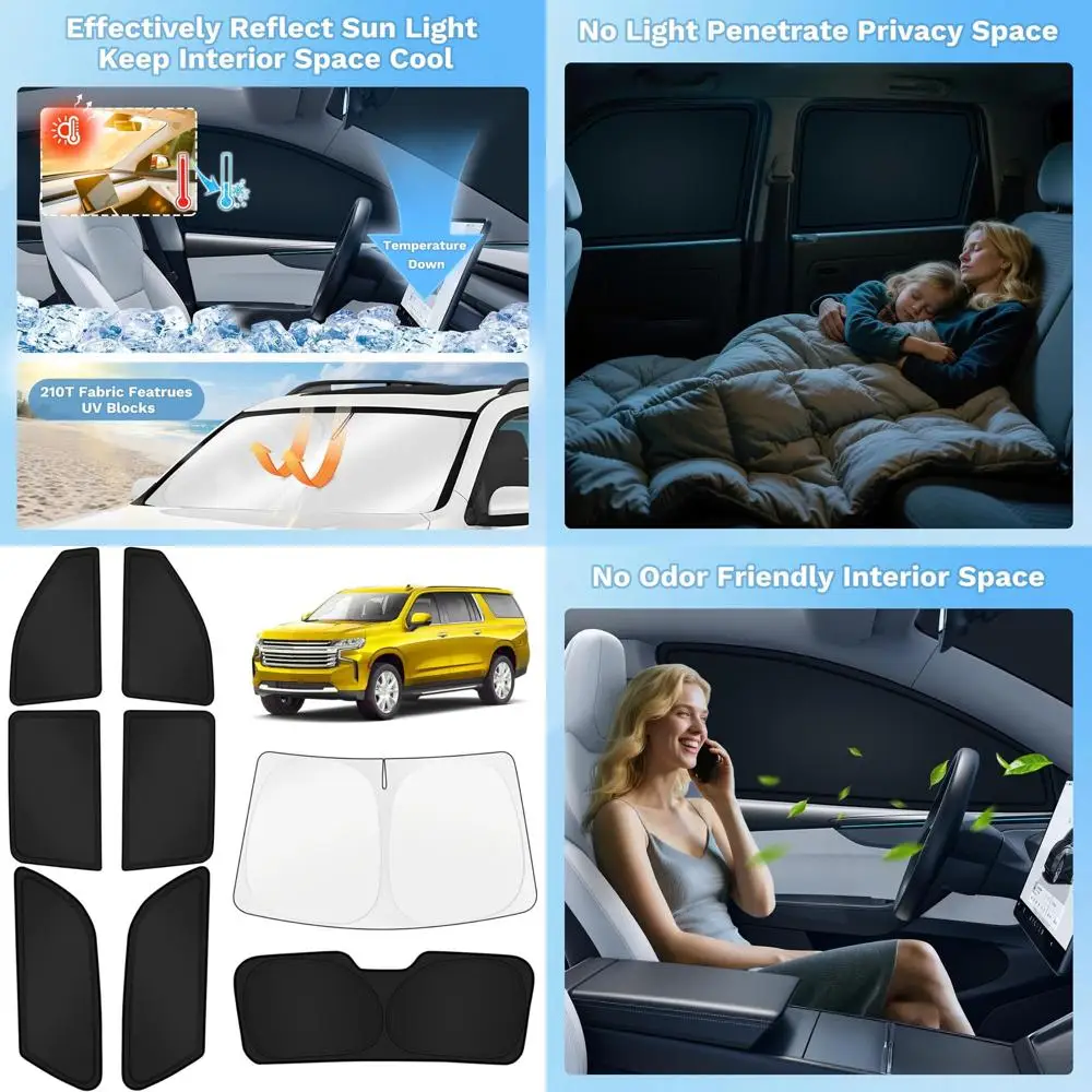 

Full Set Blackout Window Shades for 2021-2026 Chevy Suburban and GMC Yukon XL - UV Block, Privacy Protection, Camping Accessorie