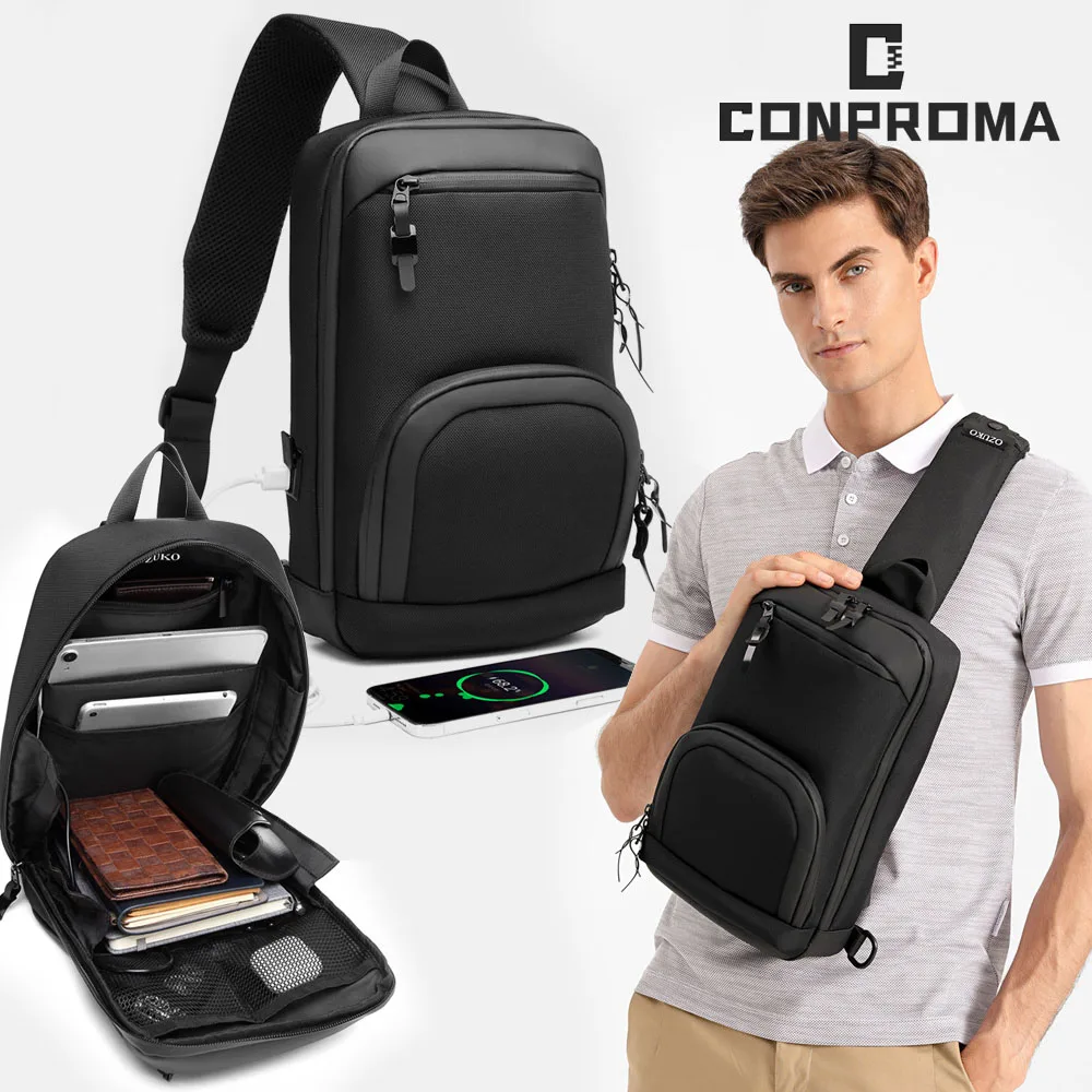 Imagem -01 - Bolsa Tiracolo Multifuncional para Homens Bolsas Mensageiro Antiroubo de Ombro Bolsa de Peito de Viagem Curta Impermeável Masculina Tablet e pc bolsa tiracolo multifuncional para homens bolsas mensageiro antiroubo de ombro bolsa de peito de viagem curta impermeavel masculina tablet e pc 01