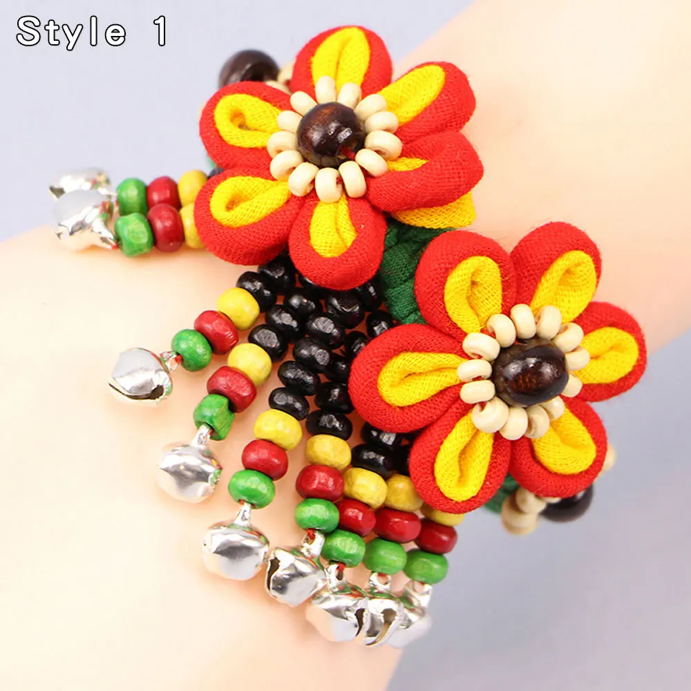 Andcool Red Tie Dye Bracelet Women Wristband Jewelry Girls Gifts Dancing Party Decor Prom Accessories Flowers Ethnic Bracelets