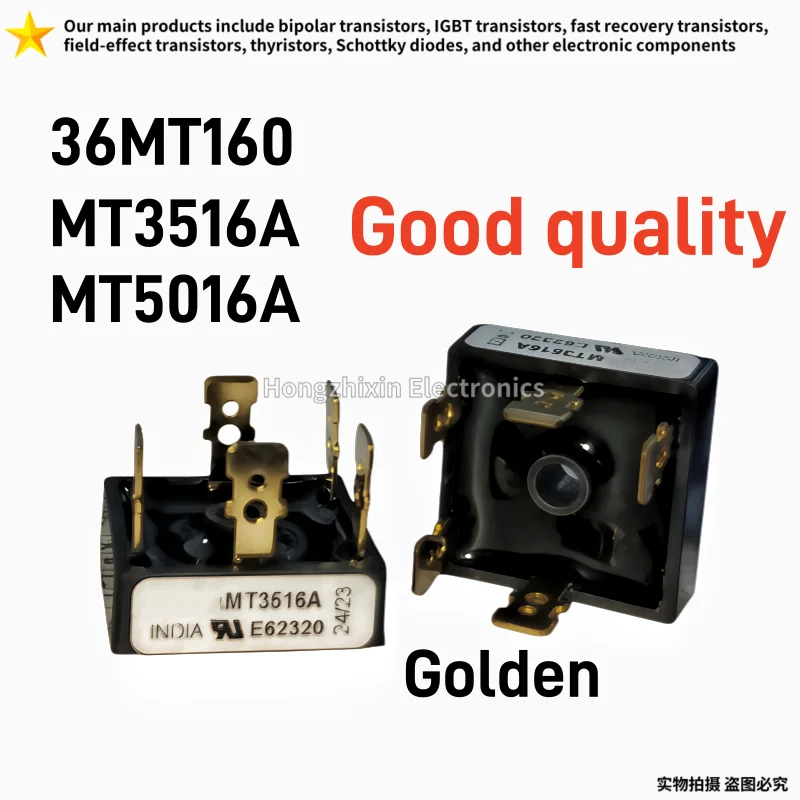 2/5PCS 36MT160 MT3516A MT5016A Golden Pin 3‑Phase Bridge Rectifier 1600V 35A 50A 5‑Pin Power Rectifier Module