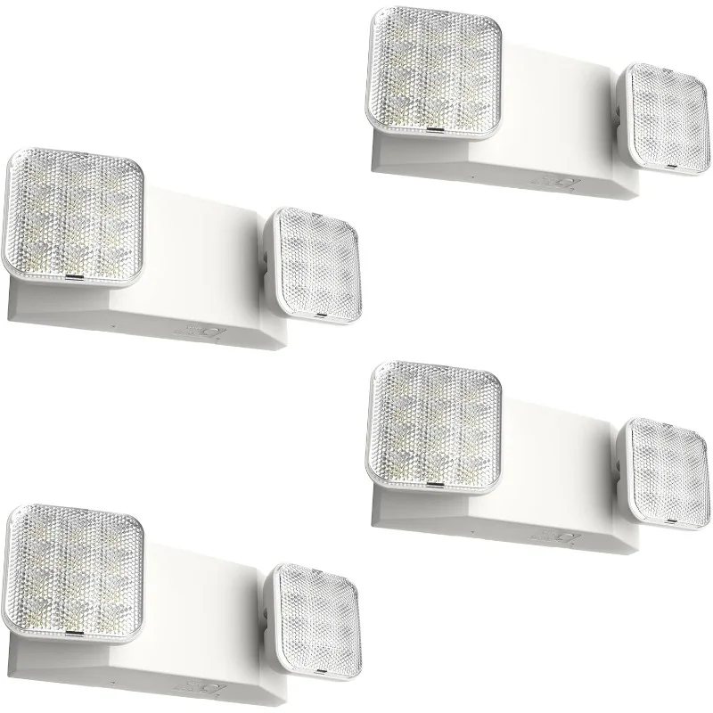 4 Pack LED Emergency Lights for Business, with Battery Backup, Two Head Adjustable LED Emergency Square Lighting, UL 9