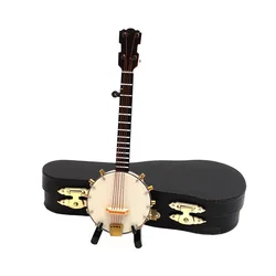 1 pz modello Banjo in miniatura con supporto e custodia Mini strumento musicale Dollhouse 1/6 Action figure accessori bjd