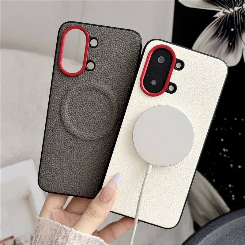 Capa Magnética de Couro Litchi com Carregamento Sem Fio para Redmi Turbo 5 Max Poco X8 Pro Max, Capa Protetora Fina Fosca para Celular