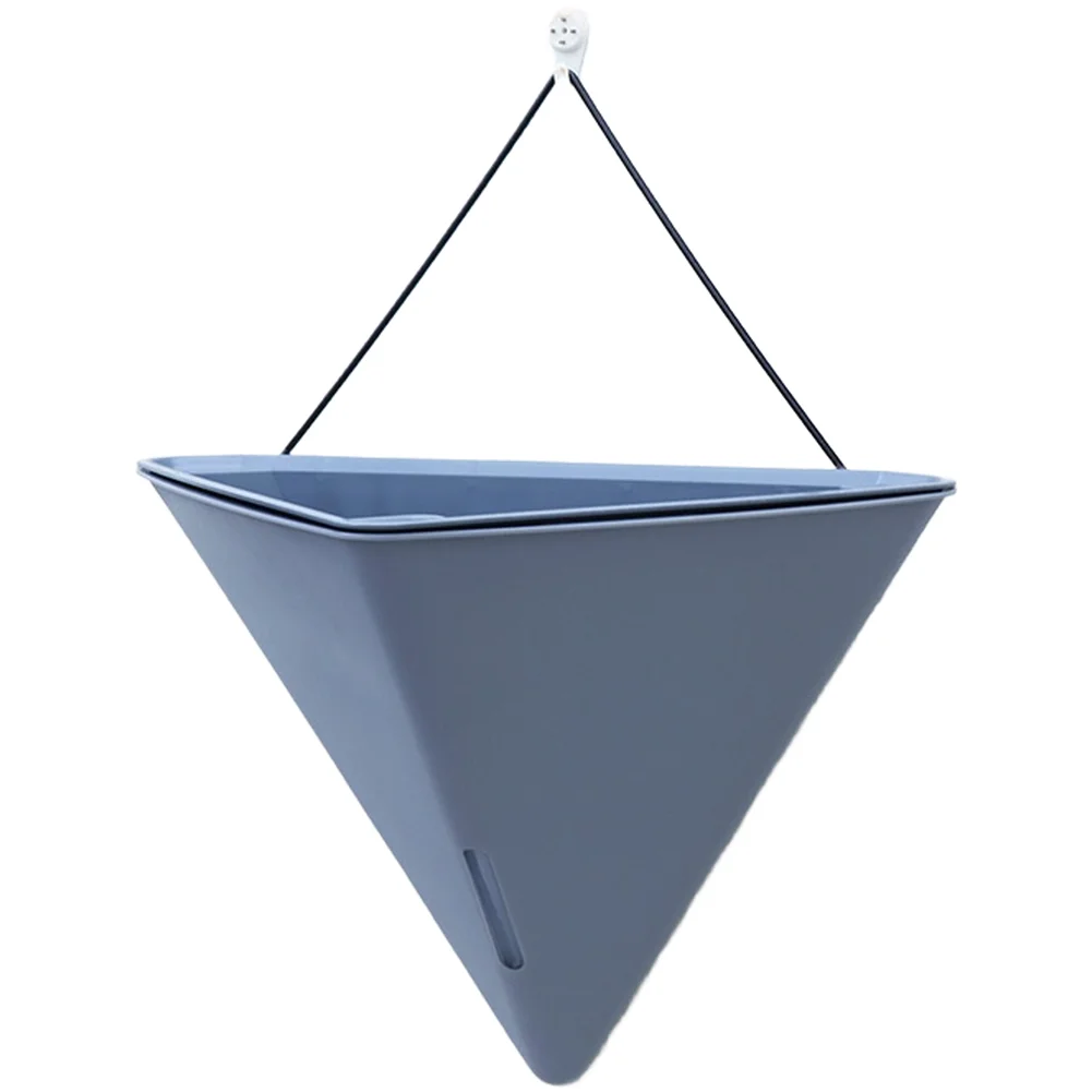 Triangular Self Watering Flower Container with Wall Hanging Setup and Removable Inner Basket for Plant Handling