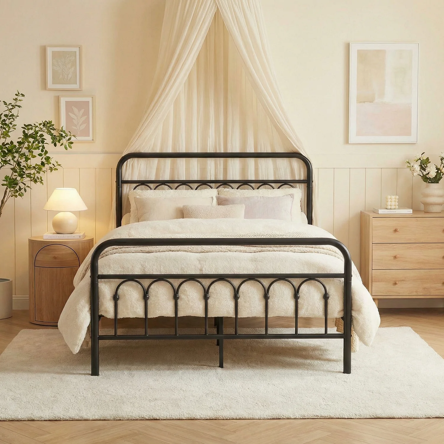 

Металлическая кровать-платформа HOOMIC 14'' (размеры Twin/Full/Queen/King), викторианское железное изголовье, место для хранения под кроватью, без пружинного блока