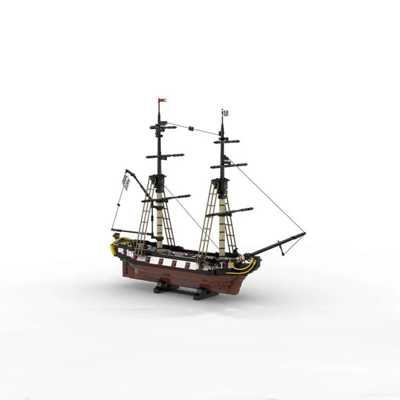 MOC Barracuda Brig - Coastal Raider Building Blocks Pirate Ship Assembled Model Nautical Series DIY Toys Bricks Children's Gift