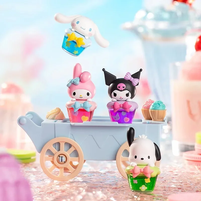 Sanrio Blind Box Dopamine Speciale Drank Serie Leuke Bean Kawaii Hello Kitty Kuromi Mini Model Kinderspeelgoed Verjaardagscadeau