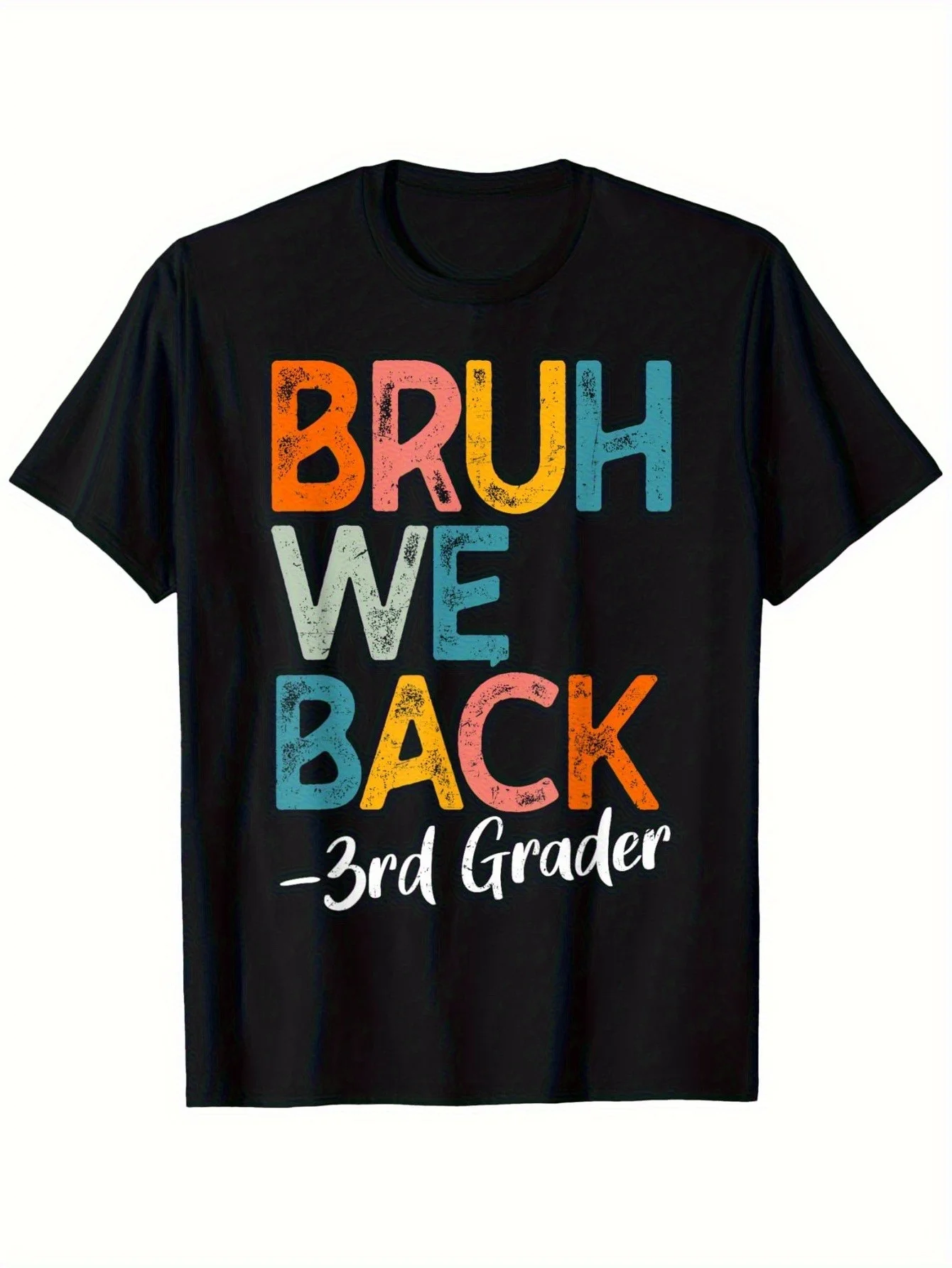 

[Футболка Brruh We Back] Мягкая дышащая черная футболка — футболка Bruh We Back 3rd Grade 2025 First Day