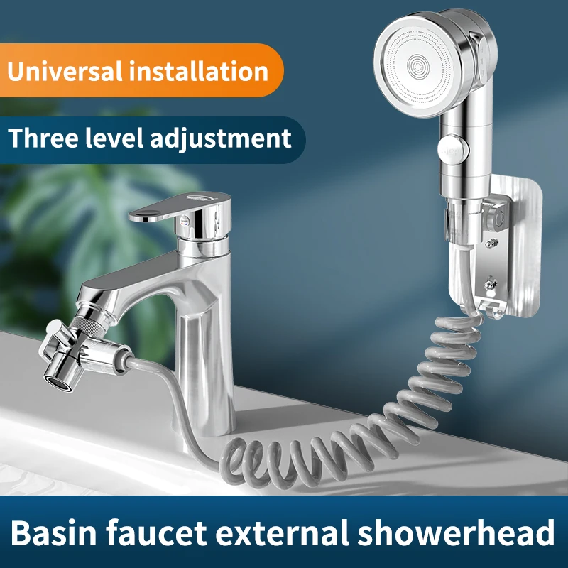 1-piece faucet extender washbasin pull-out cold and hot water shampoo shower artifact washbasin external telescopic