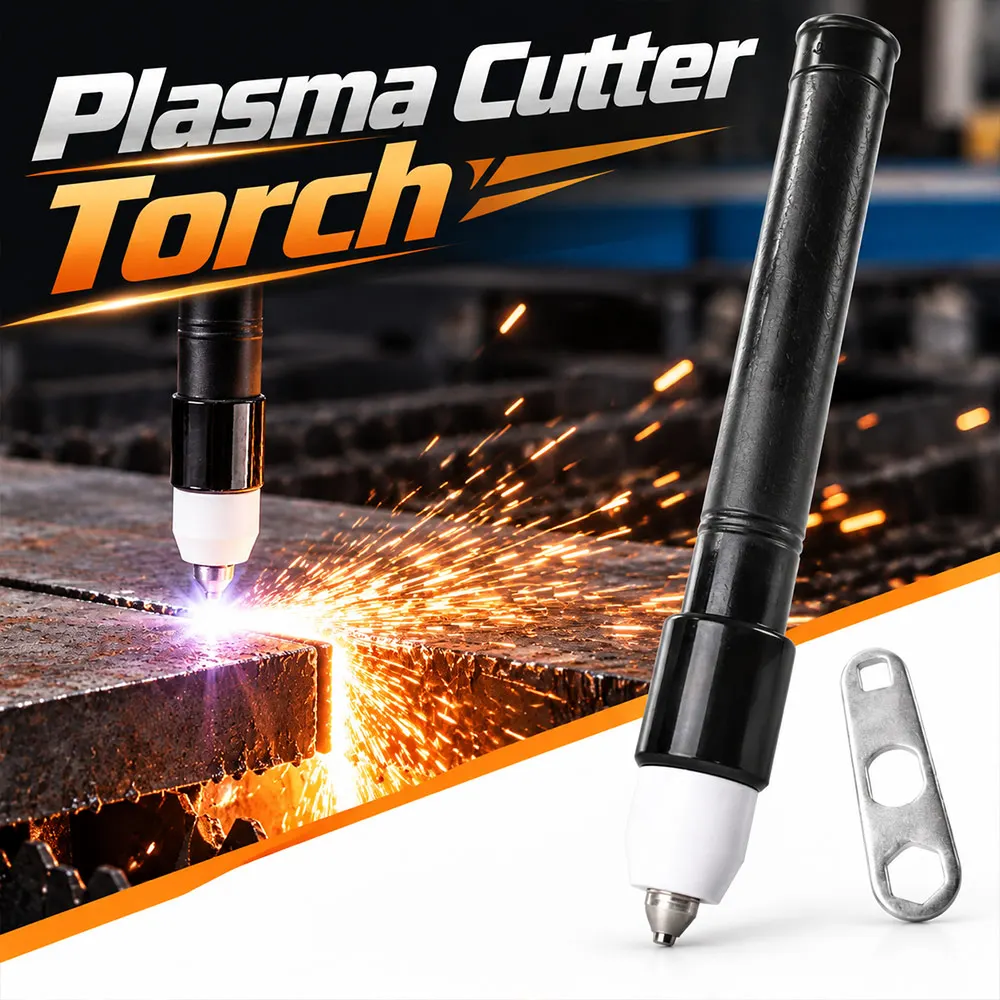 P80 Plasma Cutter Torch Straight Shank Straight Handle Plasma Cutting Gun Metal Rubber Black Plasma Torch Head