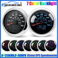 0-120KMH,0-80MPH 85mm GPS Speedometer Gauge with Antenna COG TRIP Mileage Odometer 7 Color LED for Universal Car Boat Yacht