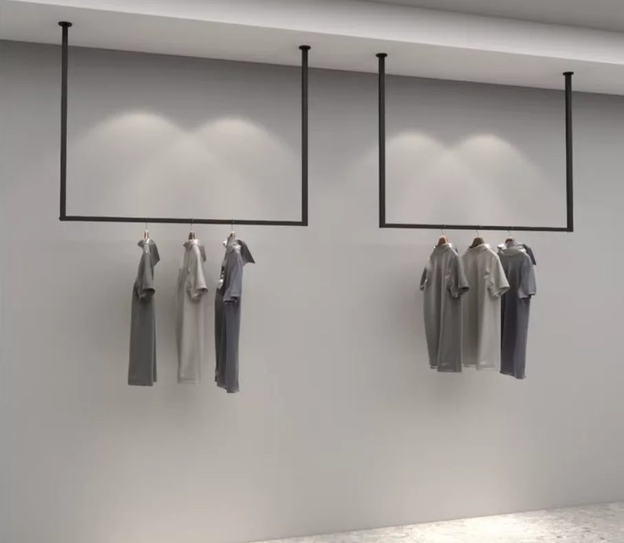 

IronworkClothing Store Ceiling Hanging Hanger Hanger Wall Clothing Display Rack Men's Clothing Hanging Ring Women's Shelf